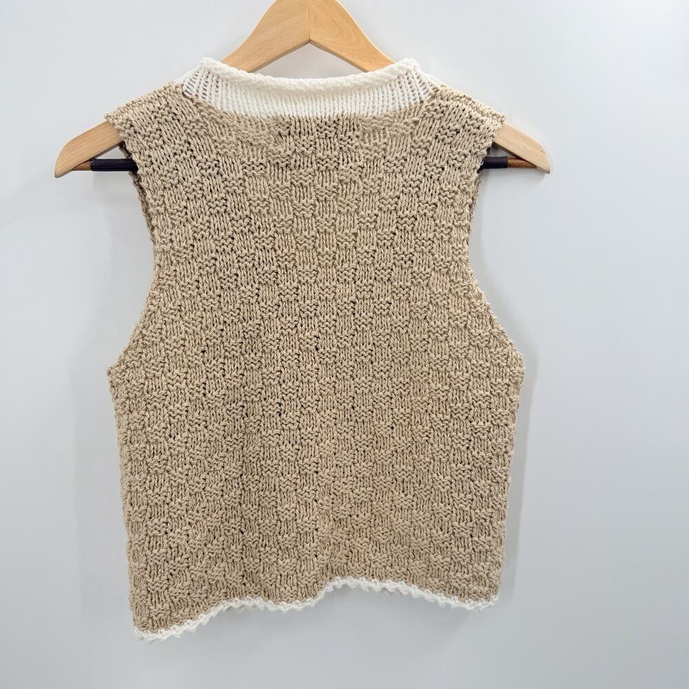 Vintage Joan Hayman Hand Knitted Sweater Vest Cottagecore Heart Buttons Small - Picture 5 of 6